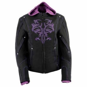 Vance Leathers Women's Black & Purple Textile Jacket Reflective Tribal Detail